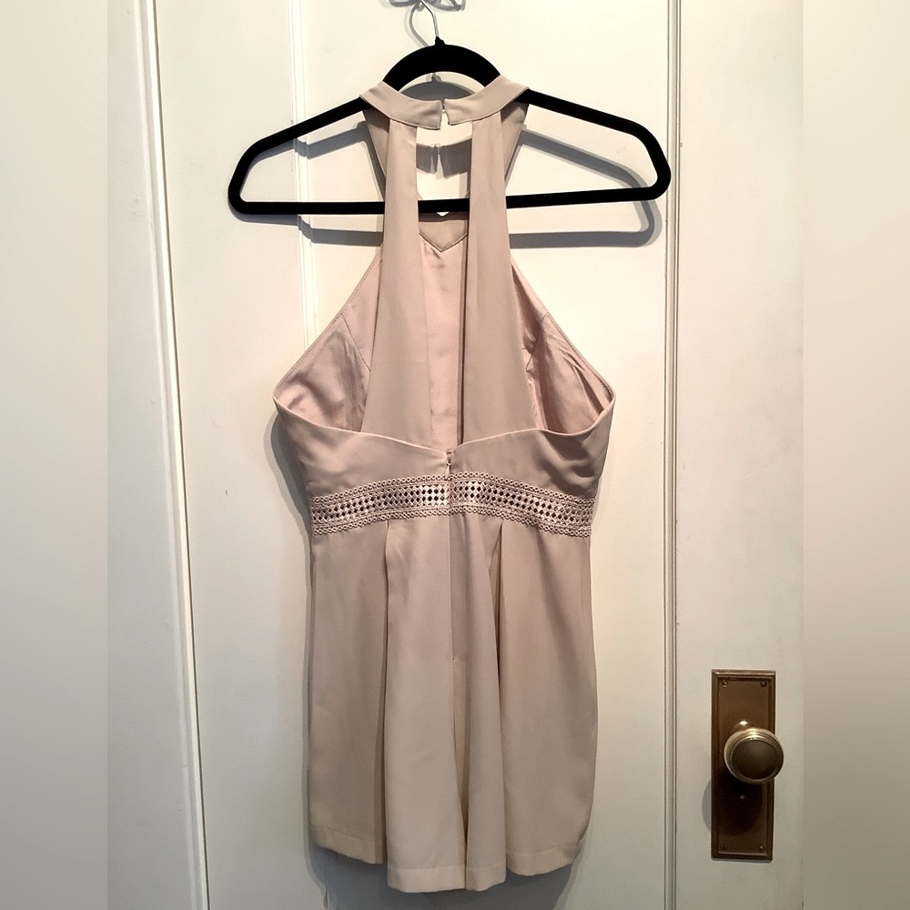 Beige High Nick Sleeveless Blouse